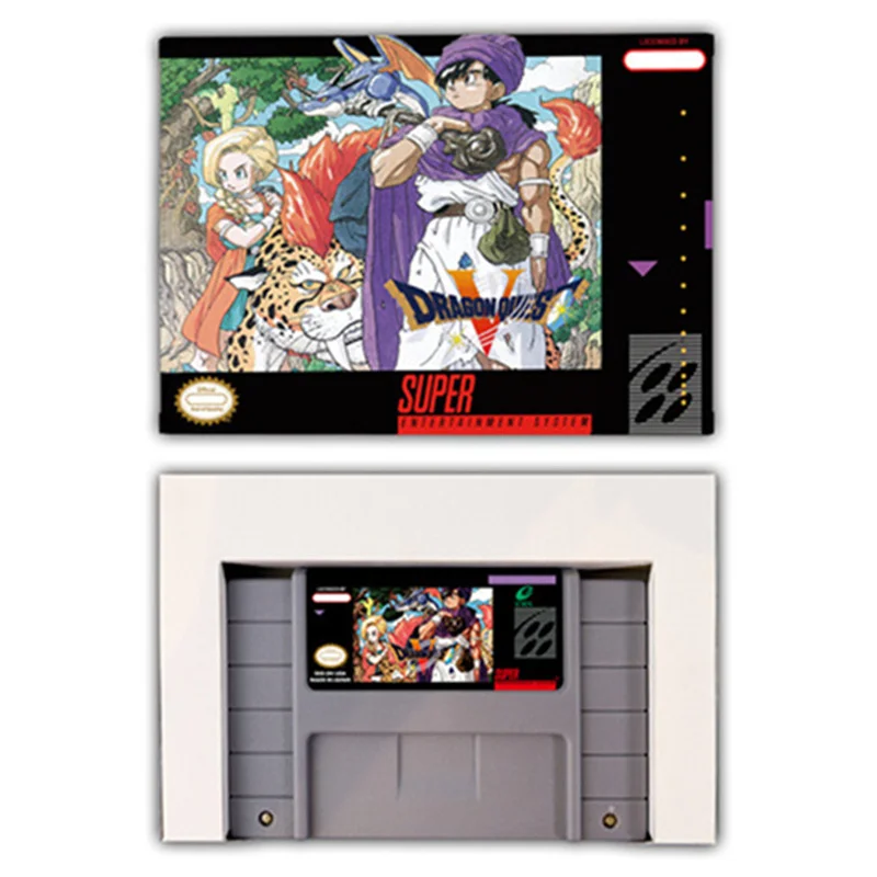 بطاقة لعبة Dragon Quest لsnes ، EUR PAL ، USA NTSC ، وحدات تحكم ألعاب 16 بت مع صندوق البيع بالتجزئة ، خرطوشة ألعاب الفيديو