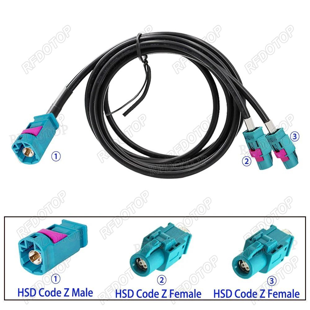 Y Type 1 to 2 Splitter HSD LVDS Cable 4 Pin Code Z Male Plus to 2*Female Connector Wire Video Line