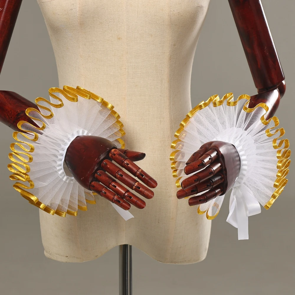 Renaissance Vintage Wrist Ruffle Cuffs Bracelet Costume Accessories Dress Up Kit