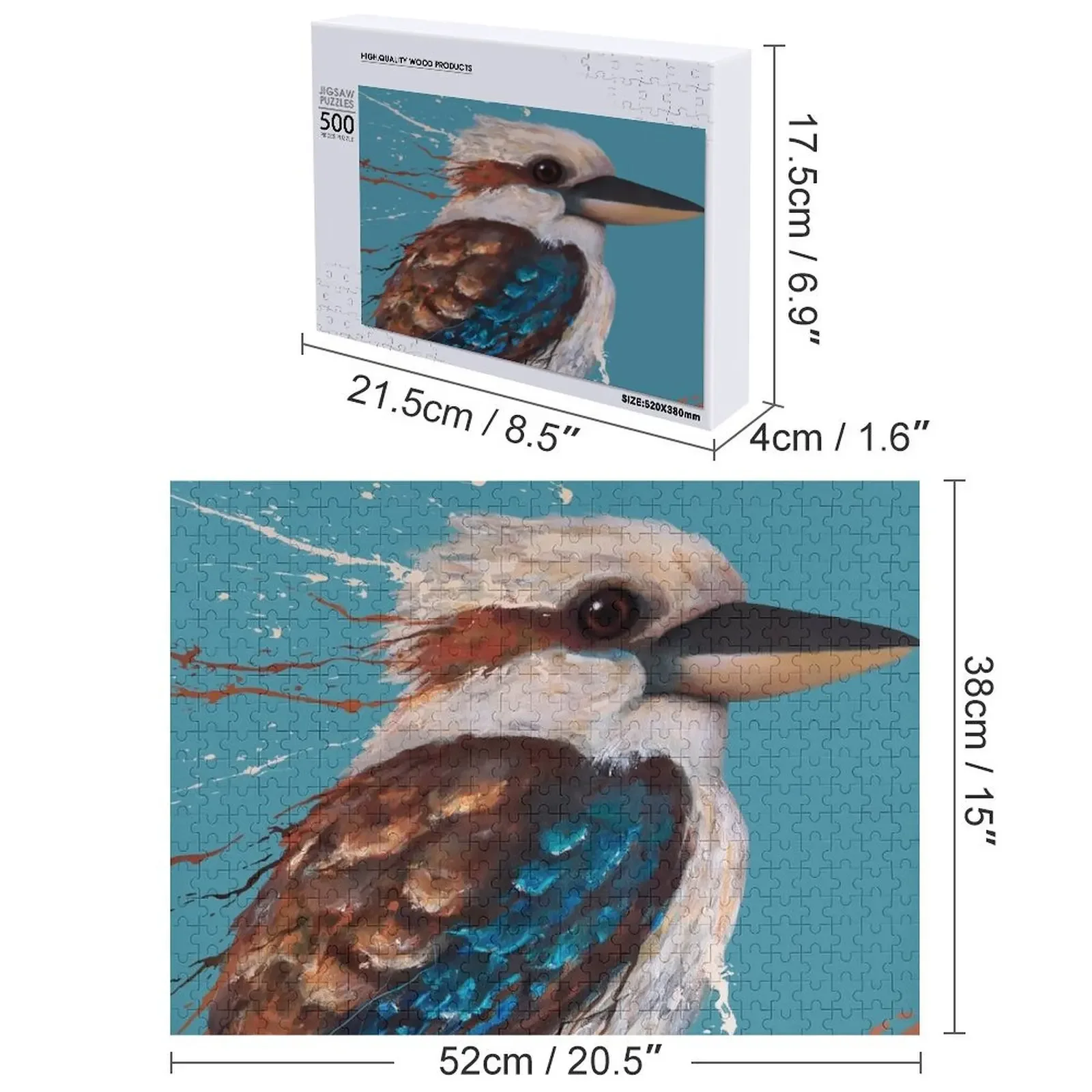 Kookaburra customizável madeira Jigsaw Puzzle, pinturas personalizadas, presente infantil