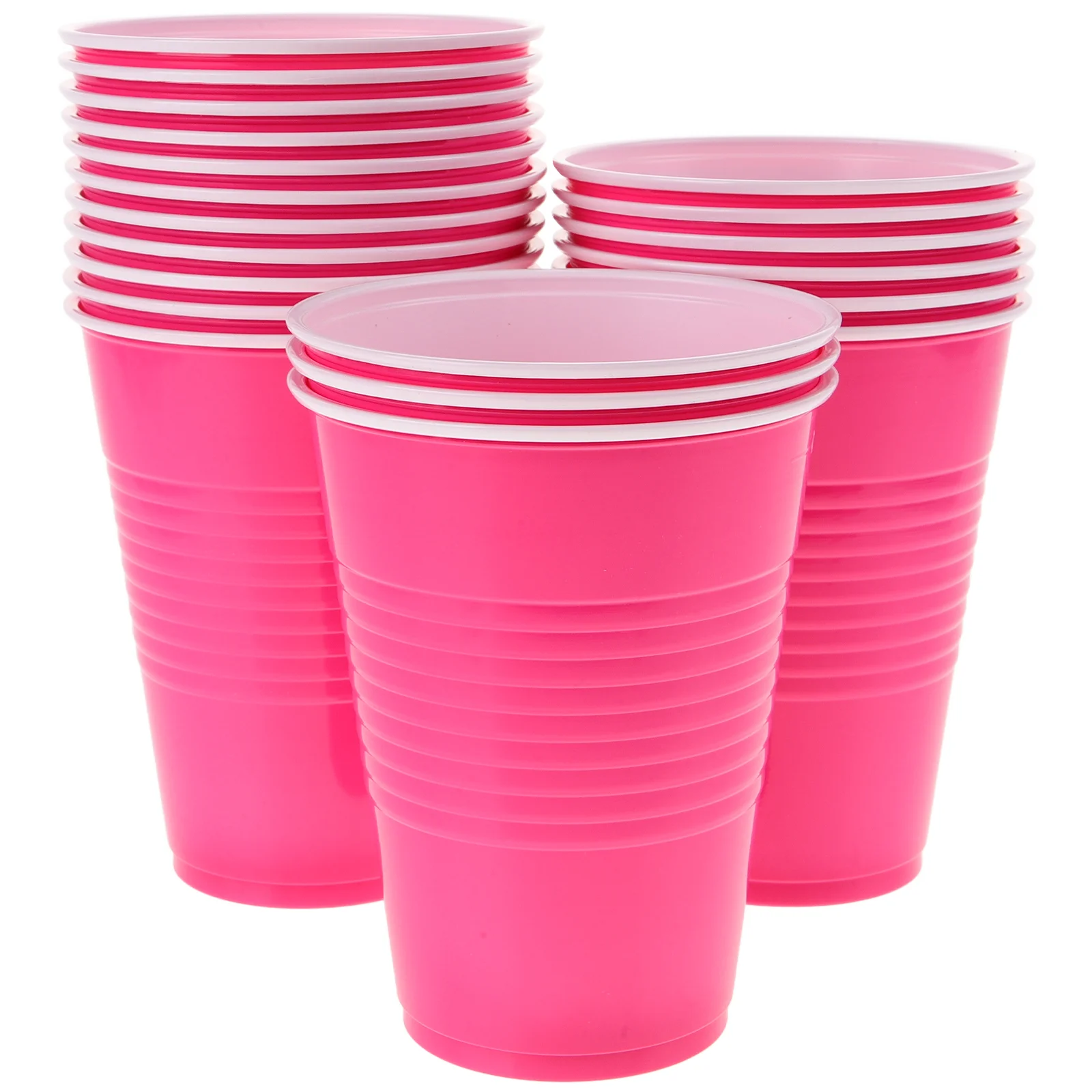 20 vasos de cóctel desechables para fiesta, decoración de cumpleaños (rosa roja, plástico de 16oz, 20 piezas), vasos de agua para boda para beber