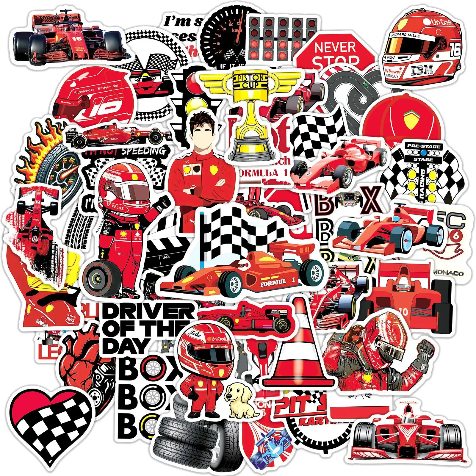 

50PCS Cartoon Passion Racing Stickers Creative DIY Decoration Phone Cases Notebook Water Cups Waterproof Toys Gift Stickers