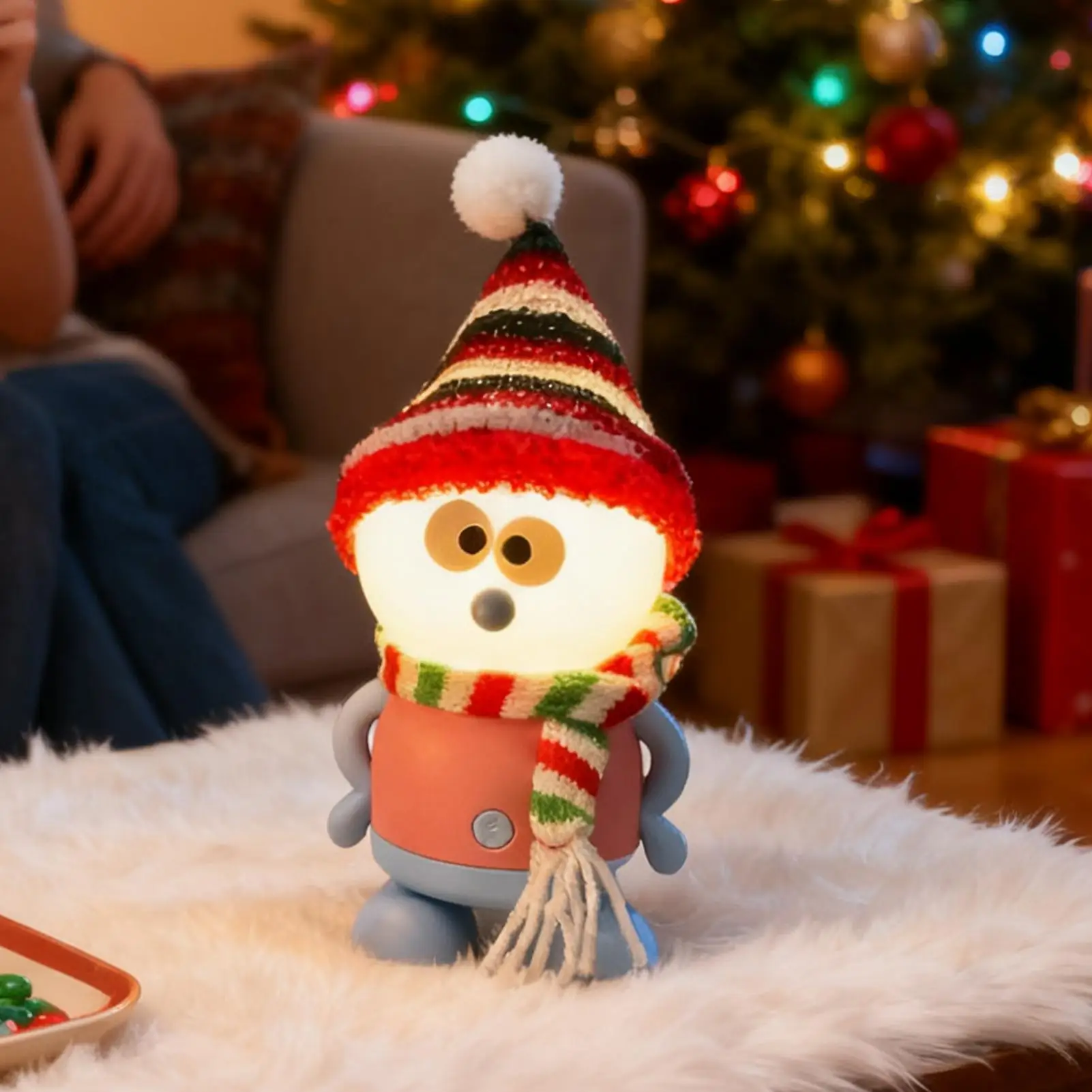 Snowman Night Light 3 Settings USB Charging Christmas Snowman Lamp Bedroom Dimming Lamp For Bedroom Nursery Kids Room Gathering