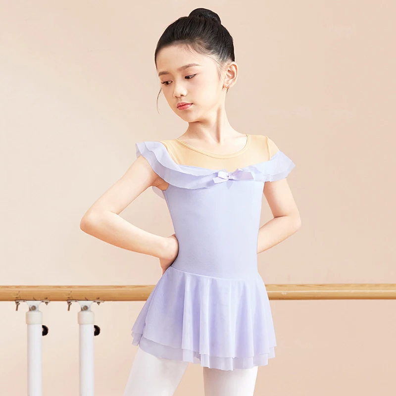 Children's Dance Costume Ruffles Ballet Practice Jumpsuit Kids Girls Artistic Examination Gymnastics Leotard Bailarina Dancewear