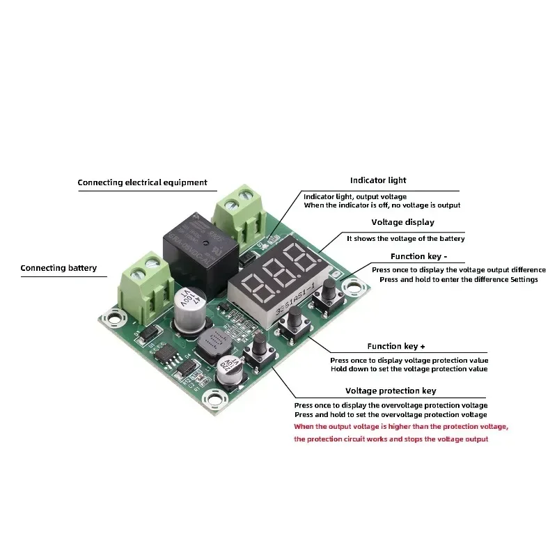 New Style Voltage Protection Module Battery Protection Board Precise Charger Module Electronic Components Dc 12v-36v Green images - 6