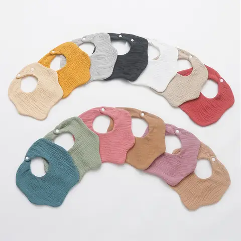 6 레이어 코튼 거즈 베이비 턱받이 솔리드 컬러 유아 턱받이 신생아 Burp Cloths Bandana Scarf for Boys Girls Feeding Saliva Towel