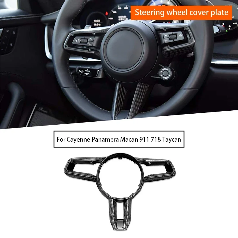 

Carbon Fiber Steering Wheel Cover for Porsche Cayenne 2024- Macan 2022- Panamera 2021- 992 2020- Taycan 2019-