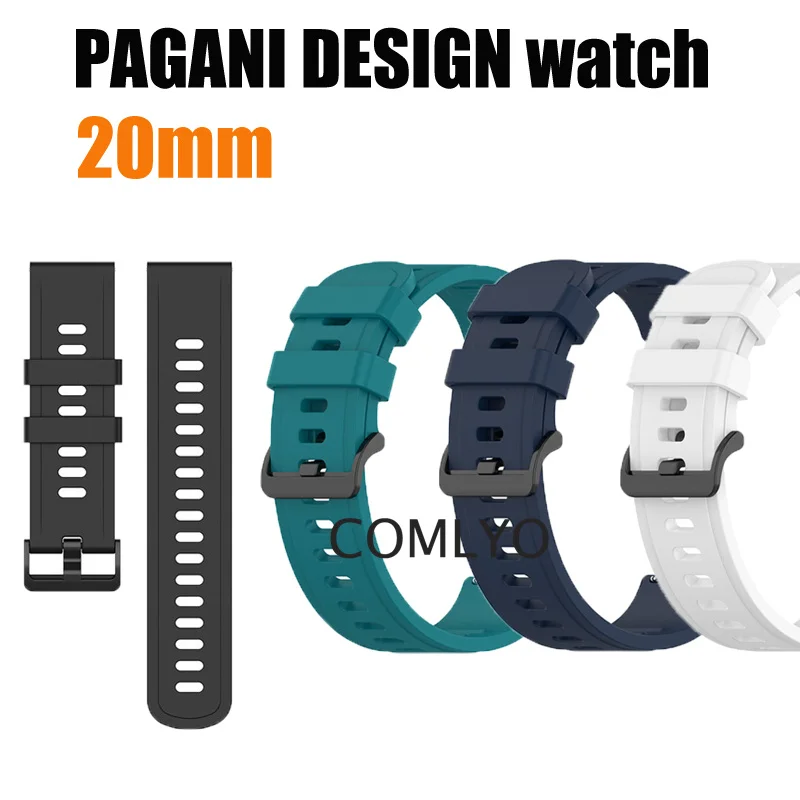 For LPAGANI DESIGN Strap Smart wtach Silicone Band women men Soft Sports Wristband Bracelet 20mm