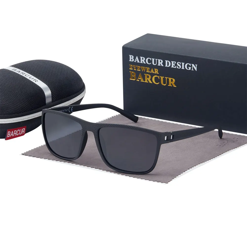 BARCUR Leichte und bequeme Herren-Sonnenbrille im lässigen Stil, modische Dekoration, quadratischer Rahmen, Straßenfotografie – Detail 5