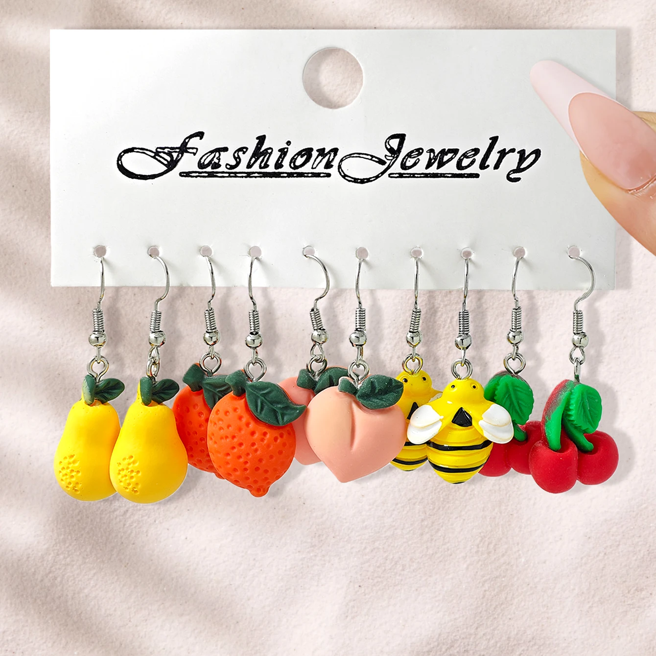 شخصية الإبداعية الطازجة الحلو الأقراط للنساء الملونة الراتنج الأقراط الفاكهة الكرز الفطر قوس قزح انخفاض القرط مجموعة