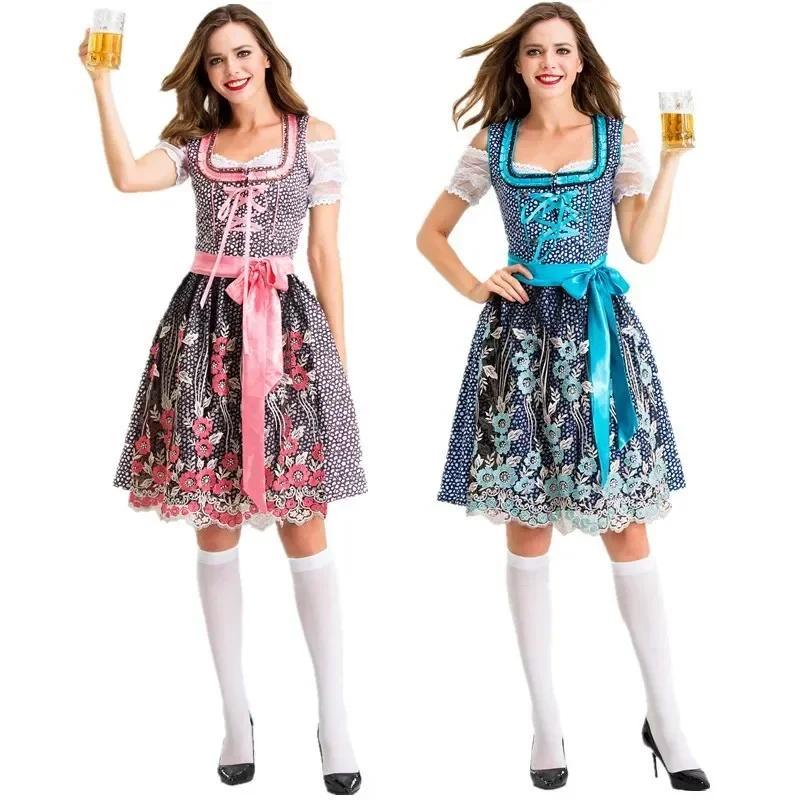 Sexy Adult Germany Oktoberfest Heidi Beer Girl Dirndl Dress Halloween Bavarian Traditional Party Beer Maid Costume