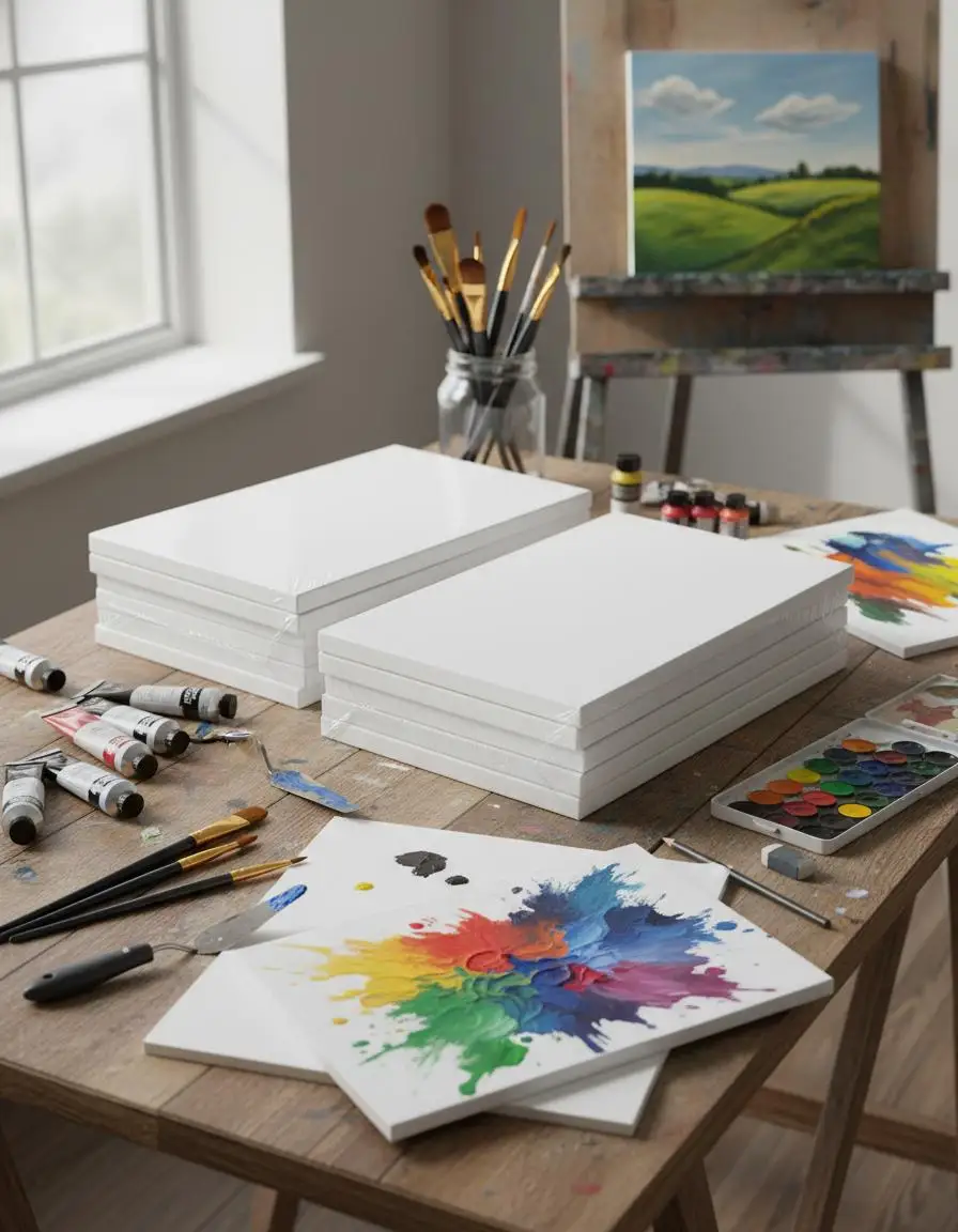 Canvas Panels 8x10 Inch For Art Class Home Studio School Projects 24 Pack Cotton Surface Pre-Primed Professional Grade Artist