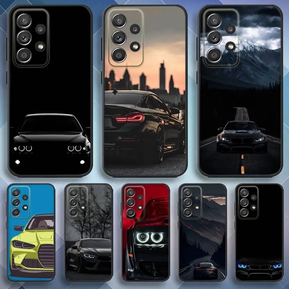 

R-Red B-Bmwes-S Blue Car Phone Case For Samsung S 25,24,23,22,30,21,10,9,Ultra,Plus,Lite,FE,4,5 G Soft Black Case