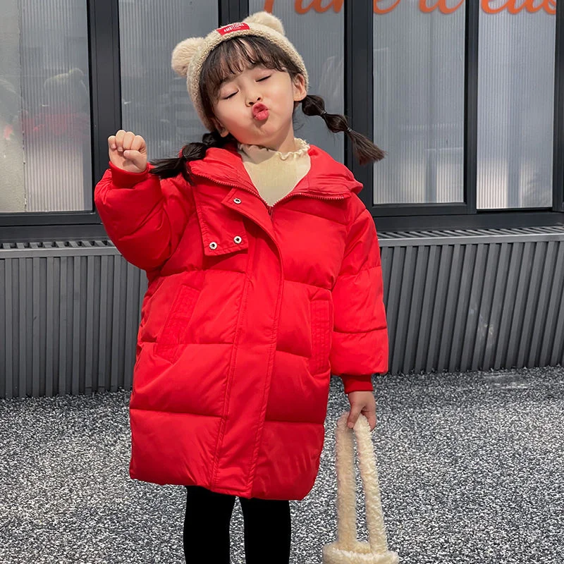 Girls Down Coat Jacket Cotton Windbreak Outwear 2023 Newest Warm Plus Thicken Velvet Winter Skiwear School Children's Clothing