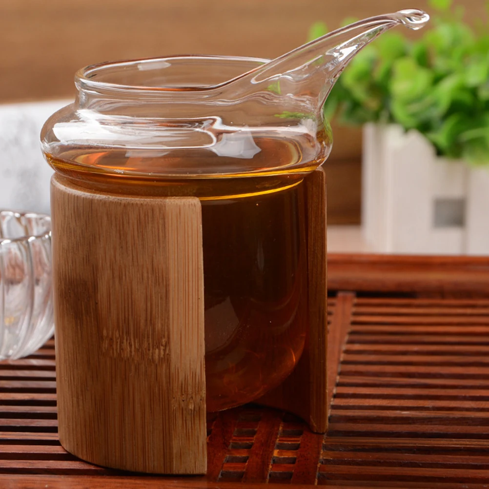 

Bamboo Glass Tea Cup Heat resistant Fairness Cups Divider Container Kung Fu Teapot Anti scald Teaware Tube Chinese Dispenser