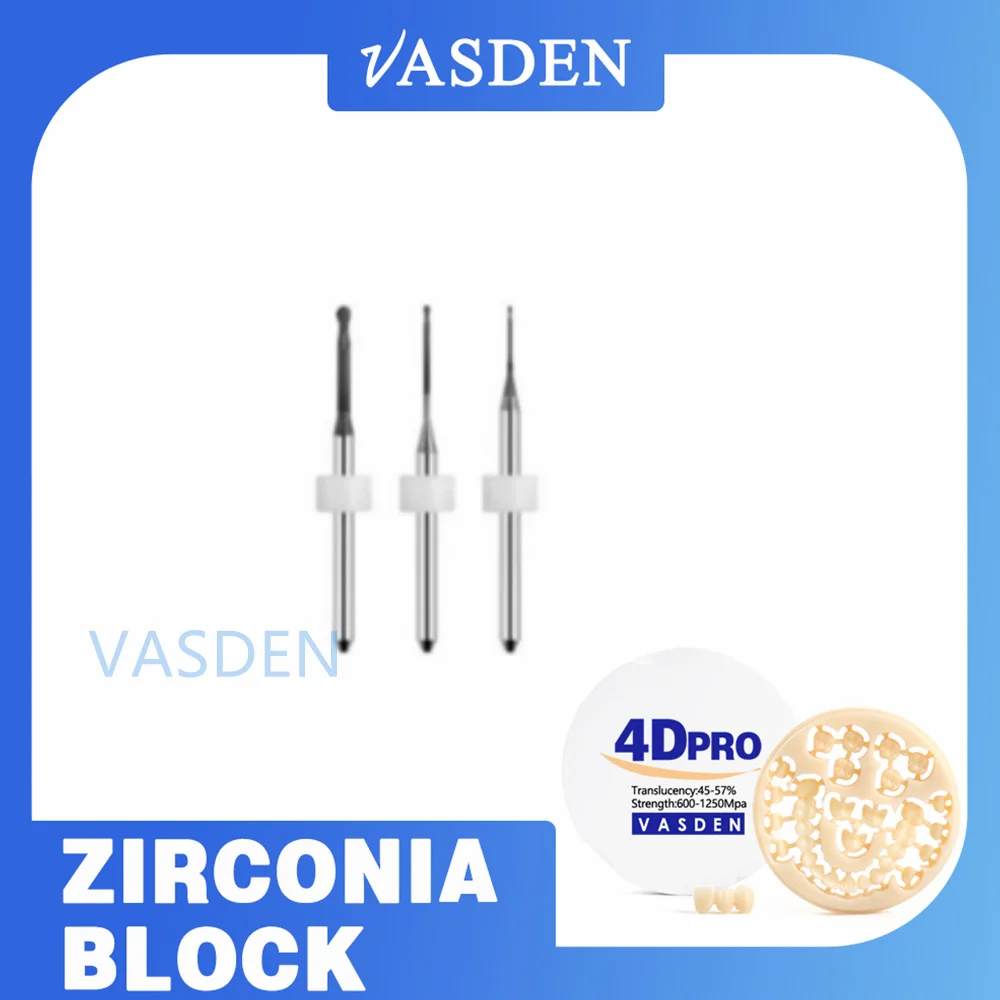 VASDEN Dental Lab UPCERA Up2000 D3 D4 Zirconia Milling Burs Drill DC DLC Coating Shank 3MM 4MM