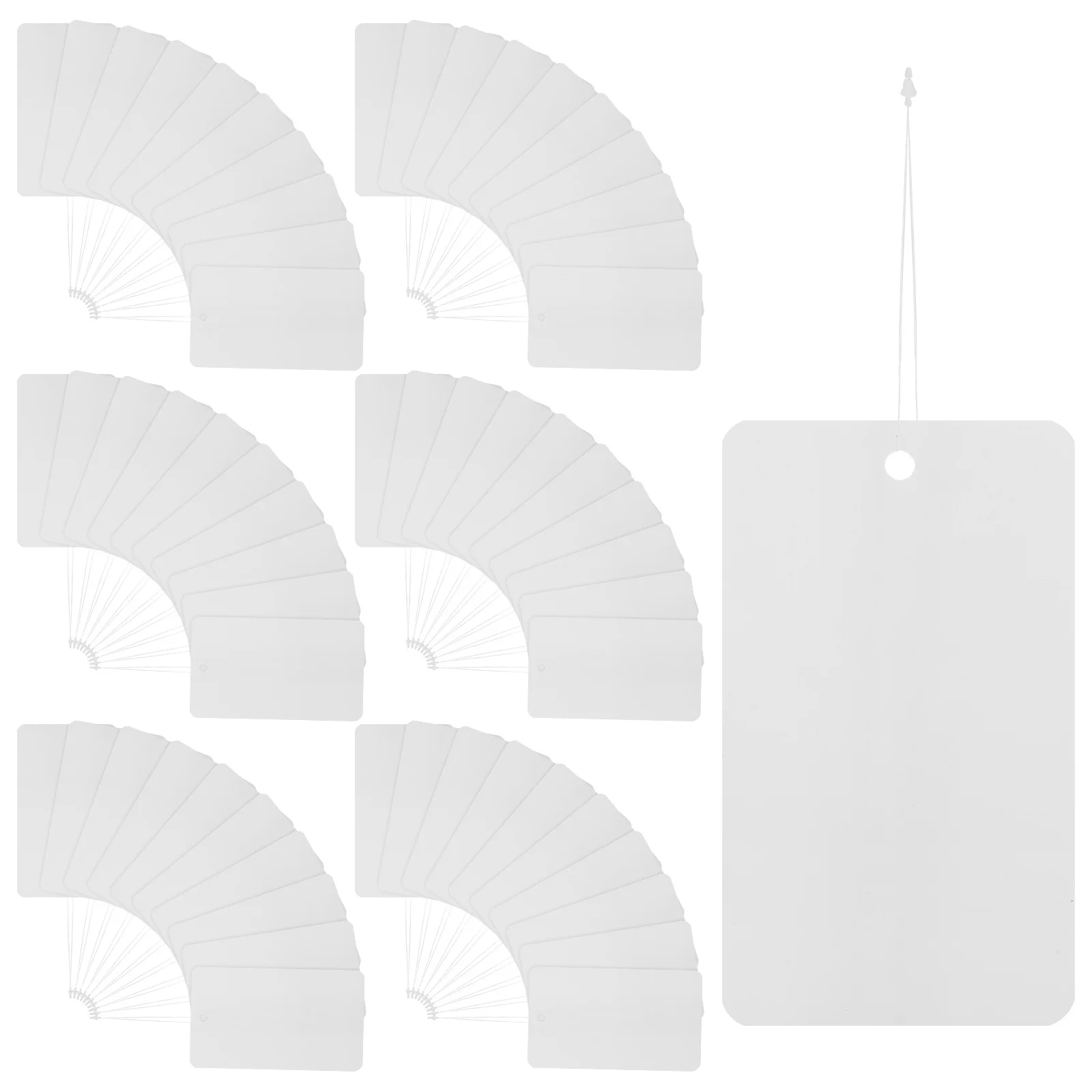 

100Pcs White Blank PVC Cards with String for Labeling Tags DIY Craft Hang Tags for Retail Packaging Supplies PVC Cards