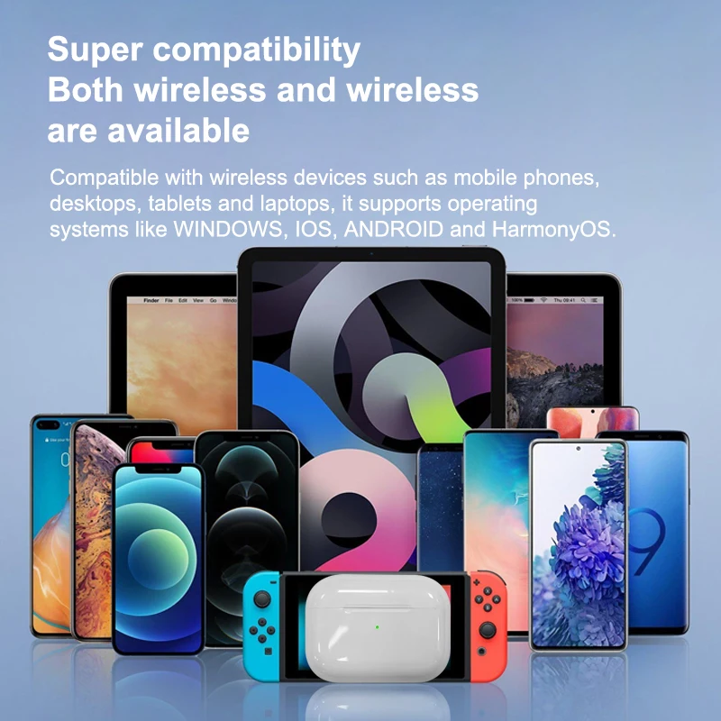 سماعات أذن Airs Pro اللاسلكية، سماعات بلوتوث TWS، سماعات أذن مزيفة مقاومة للماء مع حافظة شحن لهاتف iPhone Xiaomi