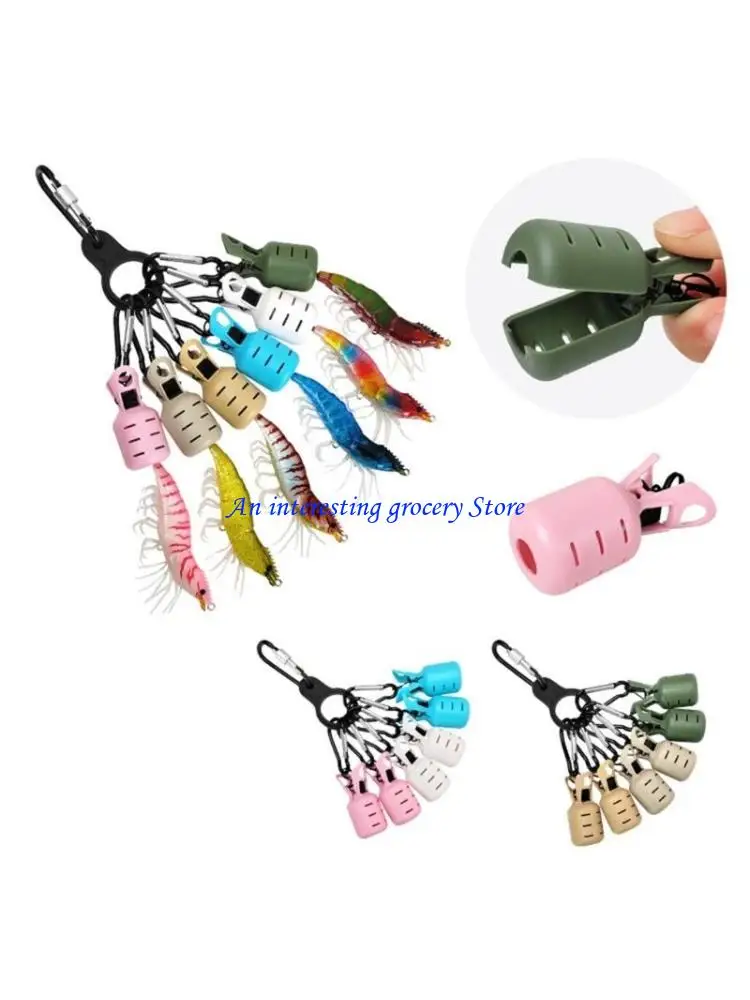 

652D 6Pcs Squid Jig Baits Protector Portable Squid Jig Hook Cover with Carabiner