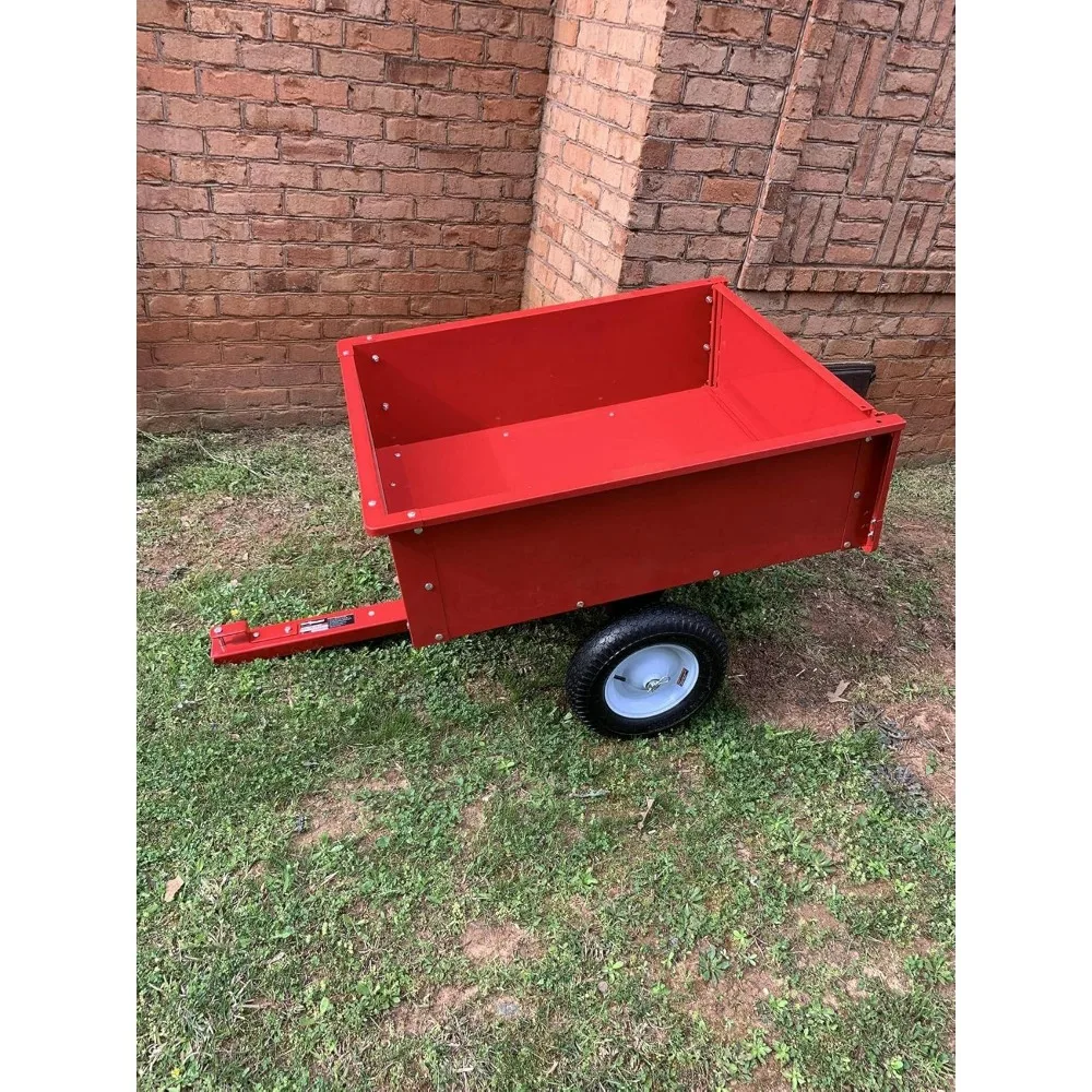 

10 Cu. Ft Dump Tilt Trailer Cart For Lawn Garden With Removable Tailgate 600 Lb Capacity