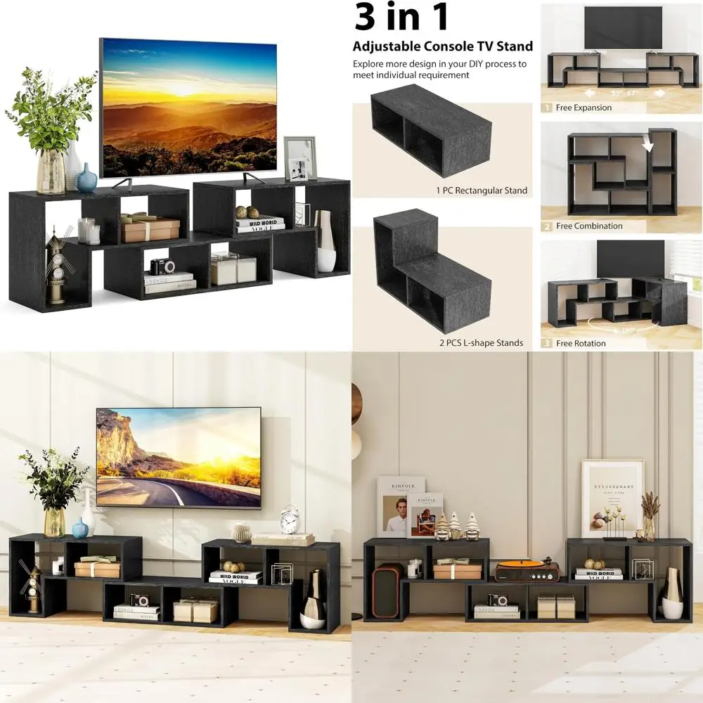 Modern Minimalist 3-Piece TV Stand Entertainment Center for 50-65 Inch TVs, Free-Combination Console Table with Long-Tail Keywor
