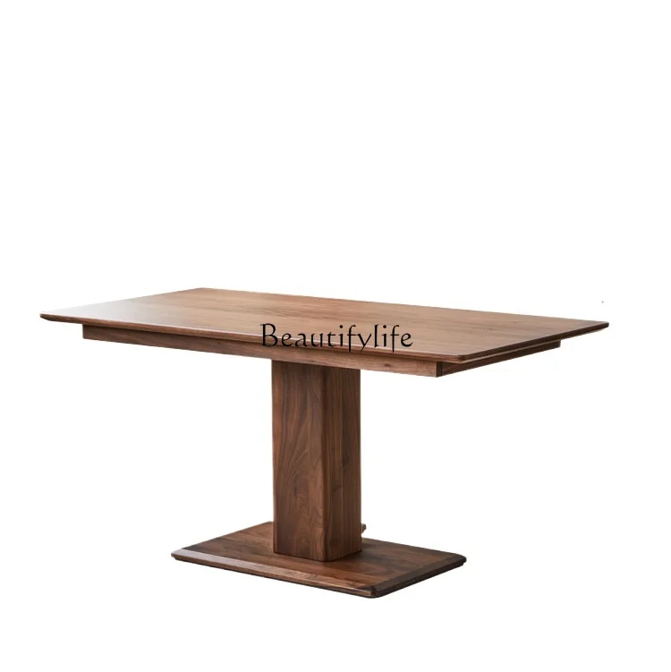 

Black walnut square coffee table Solid wood lifting dining table Household desk Modern and simple