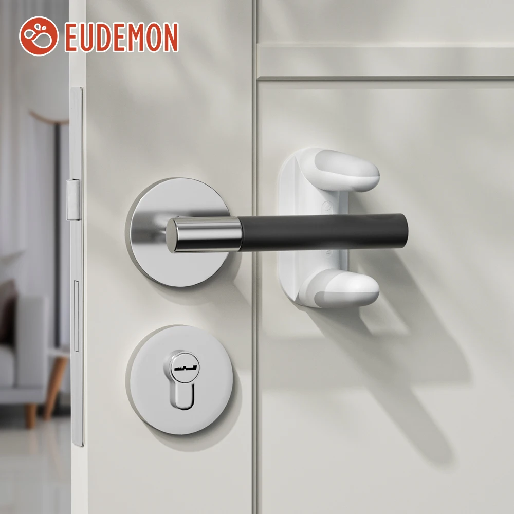 EUDEMON 2 Pcs Door Lever Lock Baby Proofing Door Handle Lock Easy to Install and Use 3M VHB Adhesive for Child Proofing