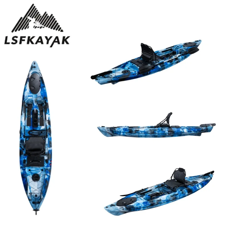 LSF Kayak 3.66m Single Person Kayak With Non-slip Mat Light Weight Fishing Boat HDPE For Fishing Surfing Drifting & Cruising