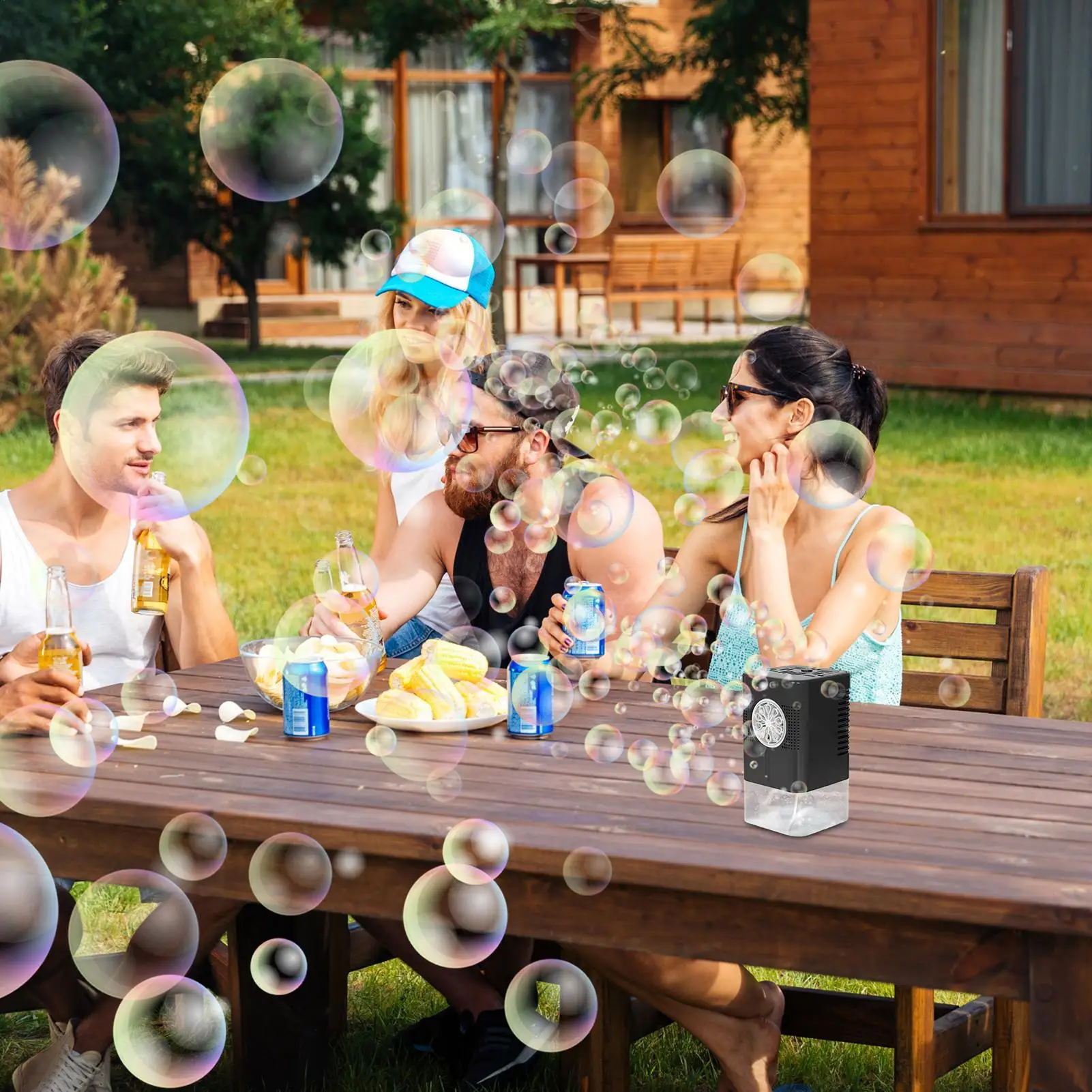 Macchina per soffiare bolle Macchina automatica per bolle Giocattolo Giocattoli interattivi con luci Giochi da cortile per bambini Estate per bambini