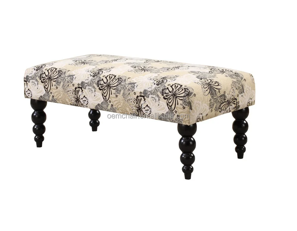 French Style Fabric Upholstered Long Bench Stool