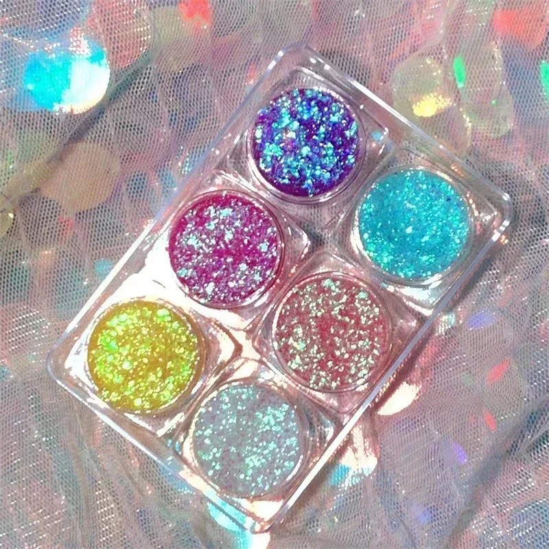 Heallor Glitter Diamond Eye Sequined Gel Eyeshadow Palette Makeup Hair Body Face Glitter Gel Art Flash Loose Sequins Cream Merma