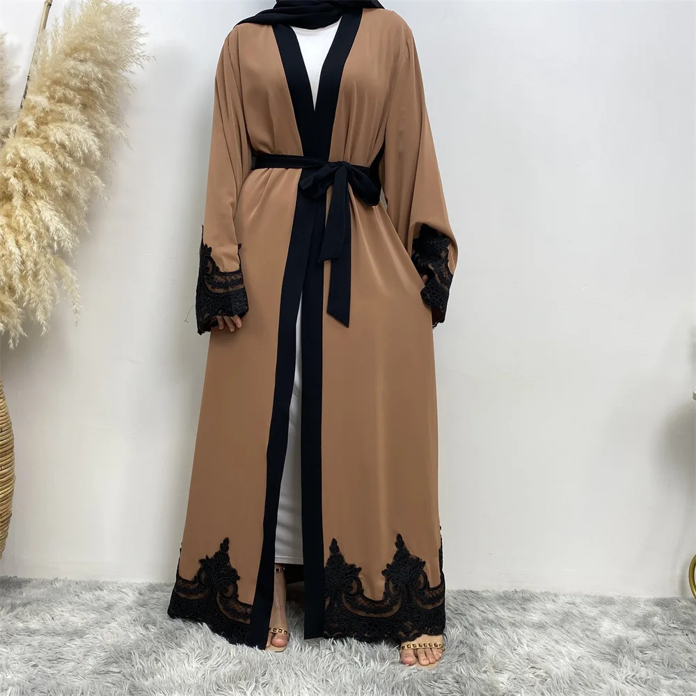 

Open Kimono Abaya Muslim Women Maxi Dress Lace Embroidery Cardigan Kimono Dubai Kaftan Turkey Eid Ramadan Islam Caftan Arab Robe