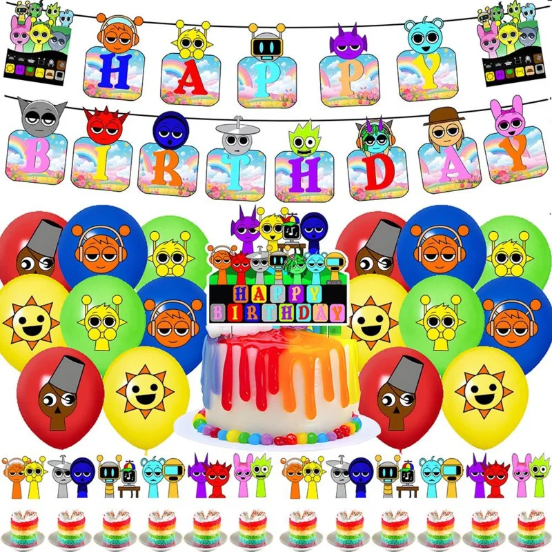 

Spronkis Rhythm Box Music Game Theme Party Birthday Decoration Balloon Flag Pulling 4 Set Background Cloth Scene Arrangement New