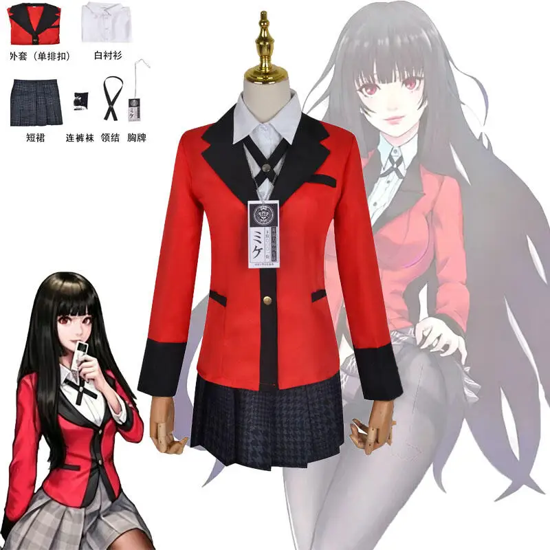 Anime Yumeko Jabami Cosplay Kostüm Schuluniformen Jabami Yumeko Outfits Komplettset mit Strümpfen Mädchen JK Schuluniform für Com
