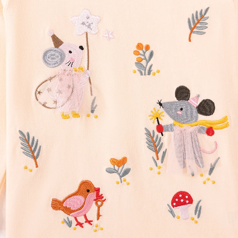 Little maven Kinderkleidung Baby Mädchen Kinderkleidung Herbst 2026 Cartoon-Maus Langarm-T-Shirt Frühling Baumwoll-Oberteile – Detail 4