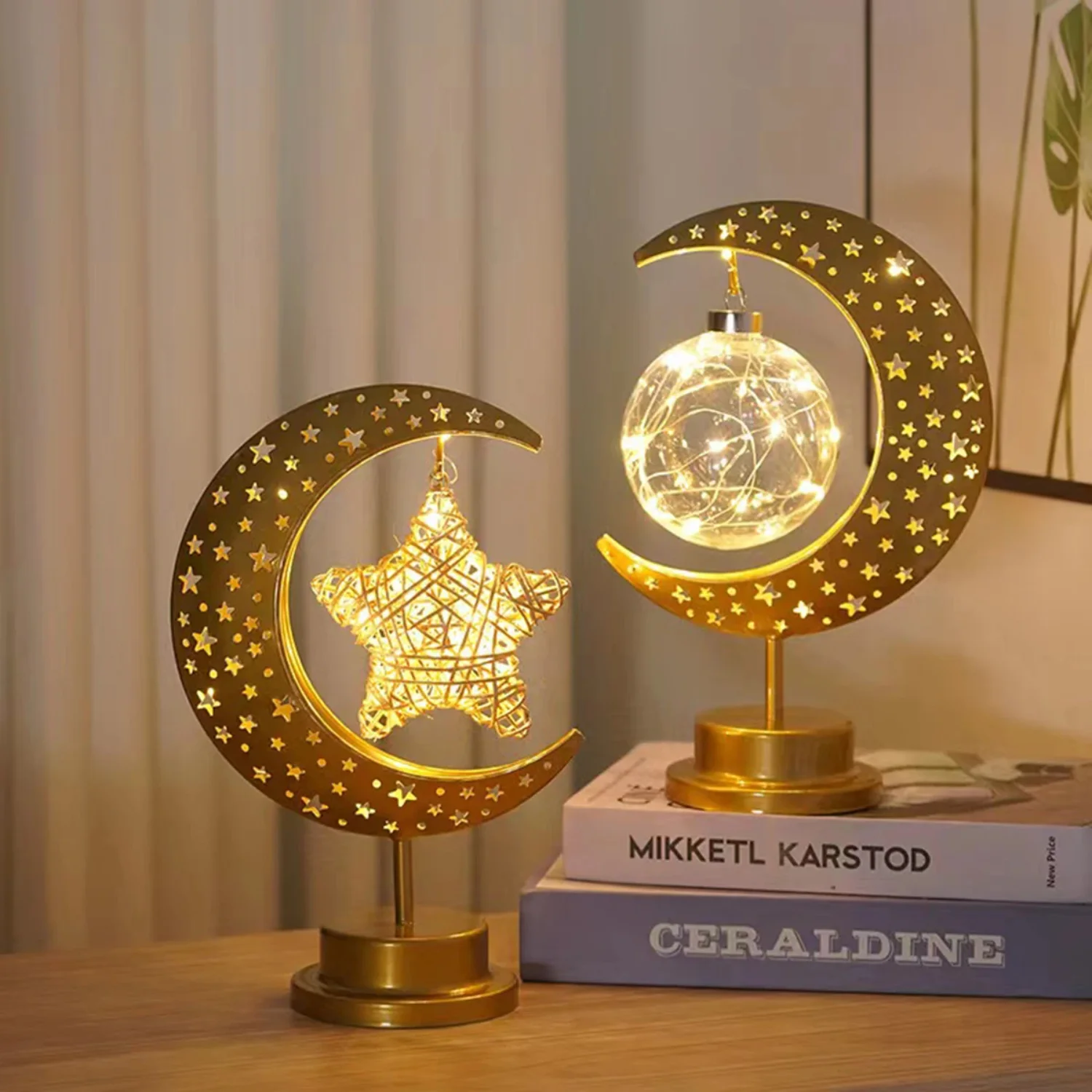 

Golden Star Night Light Muslim Ramanda Festival Decoration Table Lamp Holiday Christamas Atmosphere Styling Lighting