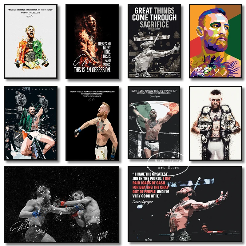 Inspirational Boxing Conor McGregor Poster Canvas Print Painting Wall Decor Wall Art Picture for Living Room Decoration Cuadros