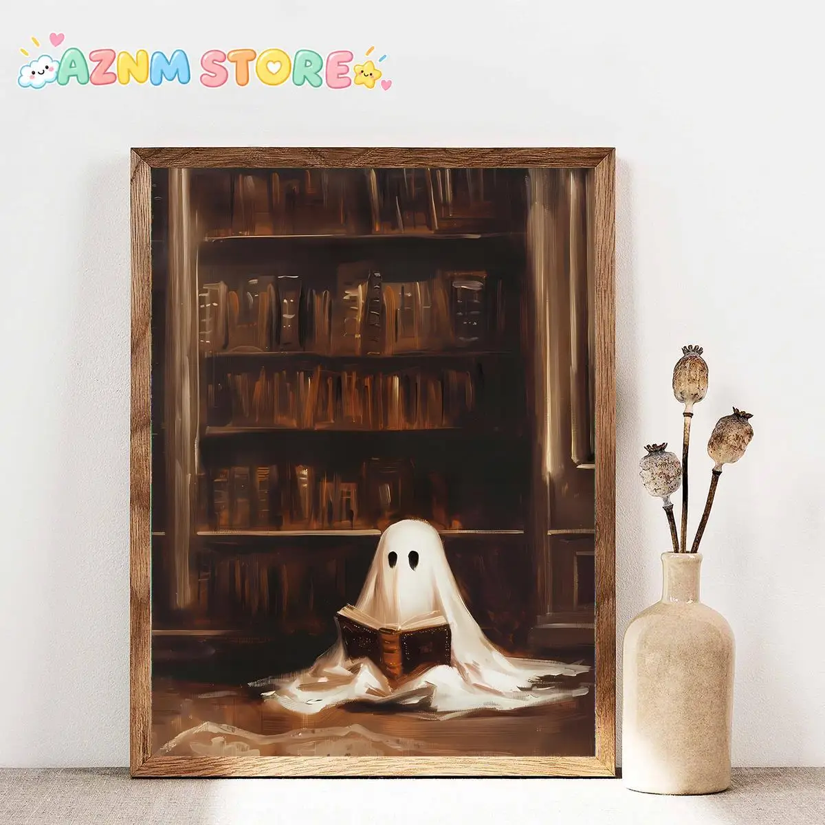 2027 1pc  1pc Fantasy-Themed Ghost Artwork on Canvas - Contemporary Herringbone Ink Painting Suitable for Home Decoration, Of