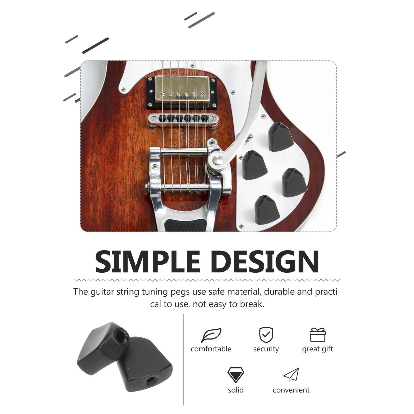 

Electric Guitar Buttons Machine Heads Knobs Tuner Tuning Peg Keys Black Pegs Acoustic