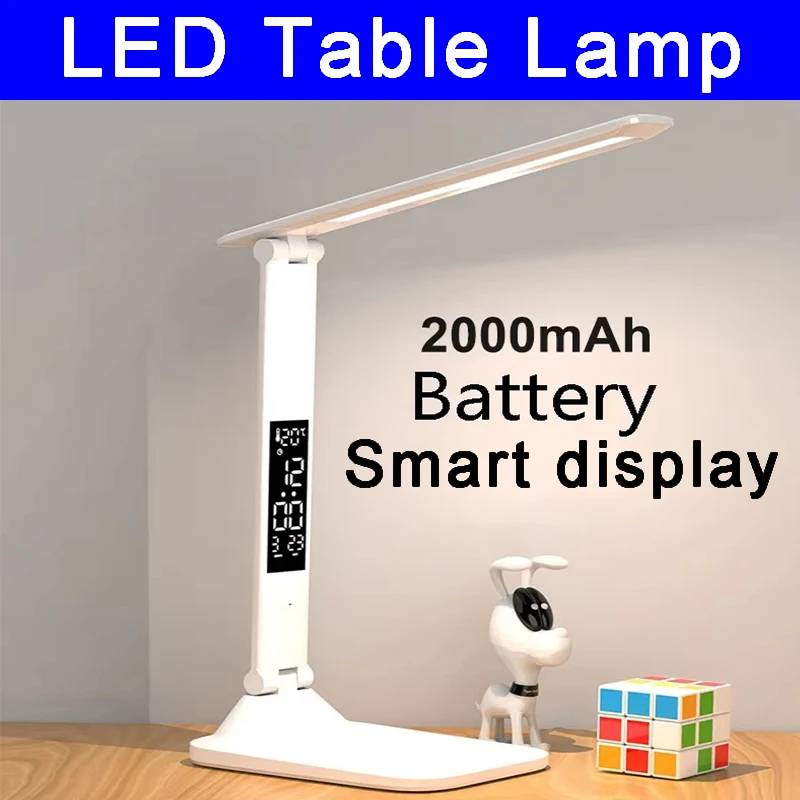 USB Folding Table Lamp Reading Touch Dimmable Eye Protection With Alarm Clock Thermometer Function LED Desk Lamp Reading Lamp