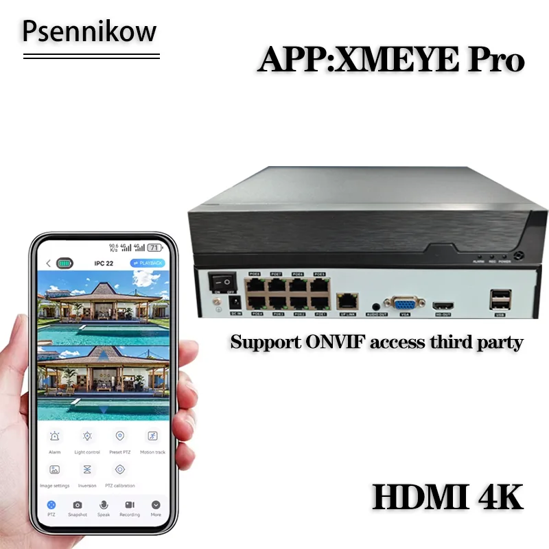 Super 8CH 8MP POE NVR grabadora de vídeo Audio cámara IP CCTV IR impermeable 8Mp POE kit de cámara cámara de videovigilancia