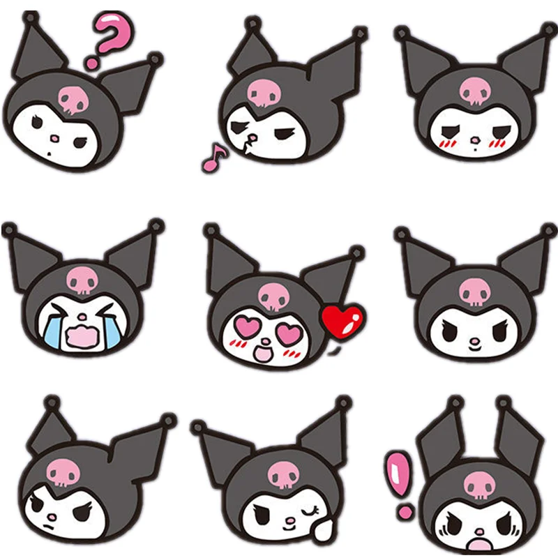 Sanrio Kuromi Series Stickers Kawaii Expression Waterproof Car Decoration Stickers Fuel Tank Cap Children\'s Toys Birthday Gift