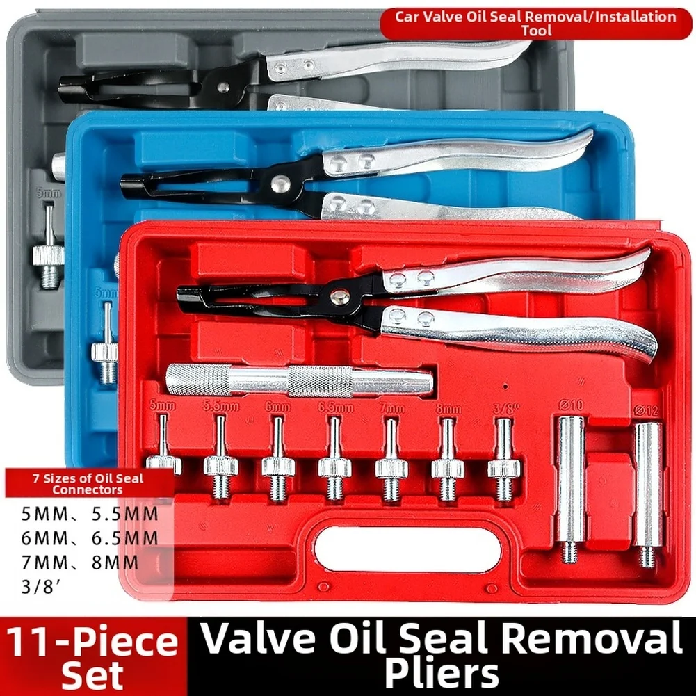 

For Car Valve Seal Removal Installation Tool Kit 11PCS with 7 Sizes Adapters Material and Portable Storage Case