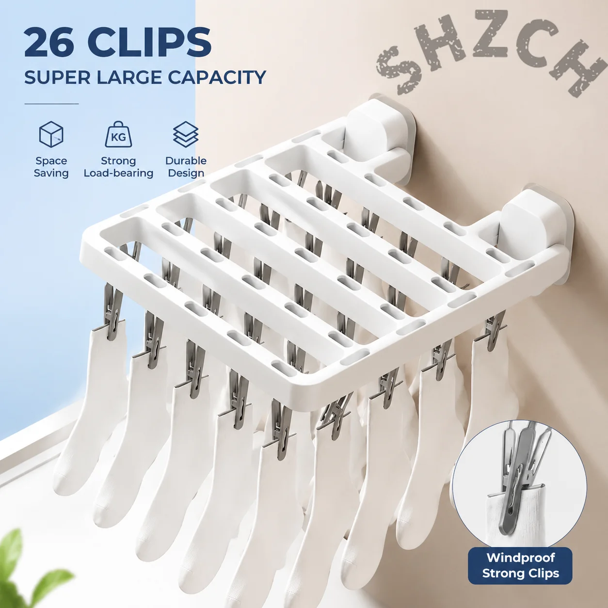 Collapsible Sock Drying Rack with Windproof Clips – Compact Clothes Hanger for Dorm, Apartment, and Small Spaces