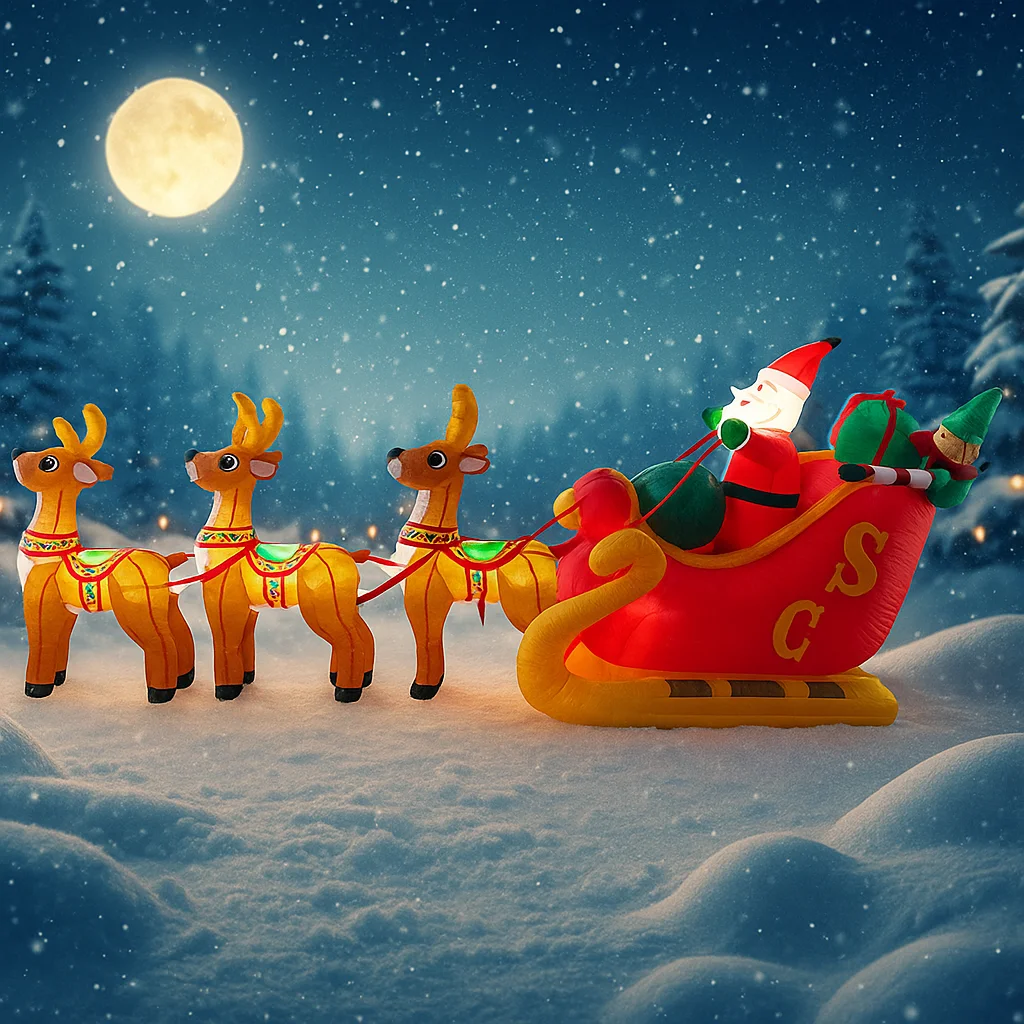 11.81ft brinquedos infláveis de natal led iluminado santa trenó rena suprimentos decoração para casa ornamento presente festivo decoração de quintal de natal