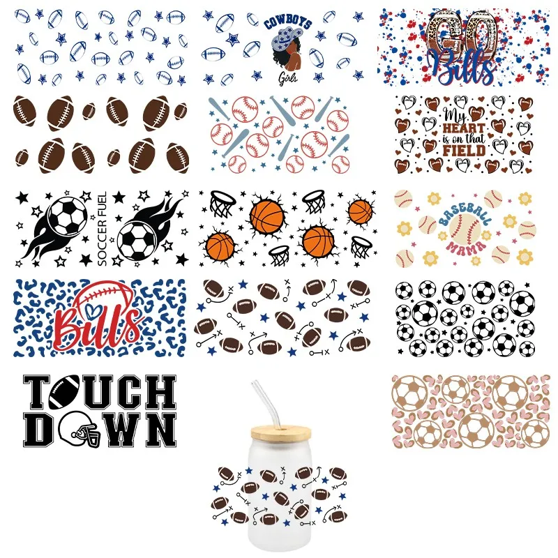 

3D Balls Theme UV DTF Transfer Sticker Wraps Cup Wraps Cup 16 OZ Custom Design Decals High Quality DTF Fashionable Sticker