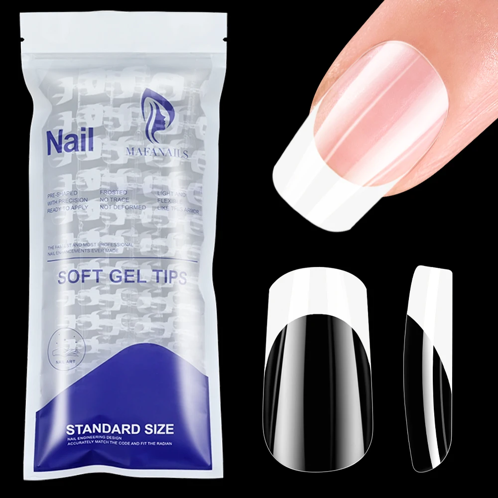 120 peças pontas de unhas de gel macio francês transparente e branco quadrado cobertura completa prensa-em unhas falsas pontas finas e grossas para mulheres e meninas *