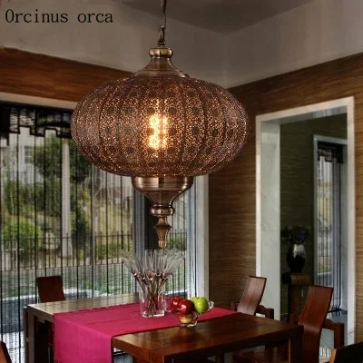 Mediterranean retro LED Iron Chandelier living room restaurant bar Southeast Asian exotic Chandelier  free shipping