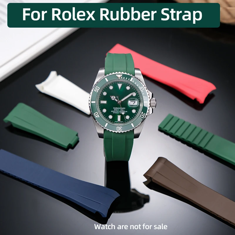 Horlogeband voor Rolex DAYTONA SUBMARINER Yacht-Master GMT Explorer siliconen 20 mm 21 mm rubberen gebogen armband riem ketting accessoire