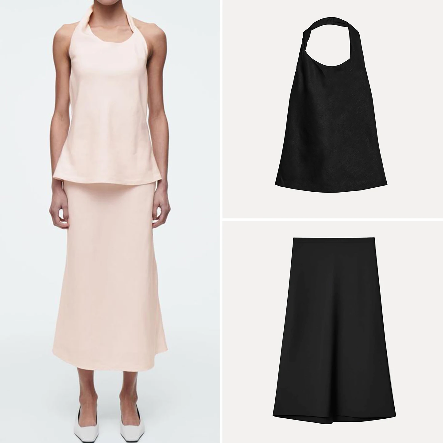

Women's Slim Fit Two-Piece Set Spring Fashion Casual High Waist Pure Color T-Shirt Top And Skirt Combo Regular Sleeveless